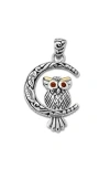 Samuel B. Owl On The Moon Pendant In Metallic