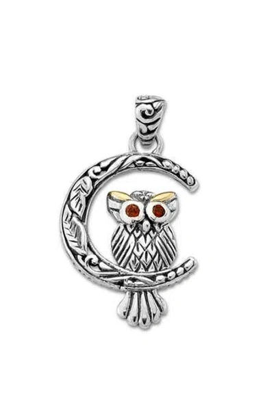 Samuel B. Owl On The Moon Pendant In Metallic