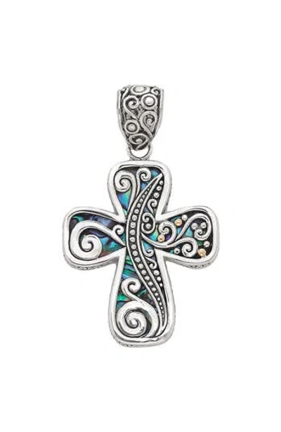 Samuel B. Paua Two-tone Cross Pendant In Metallic