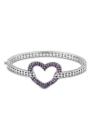 Samuel B. Pavé Amethyst Heart Bangle Bracelet