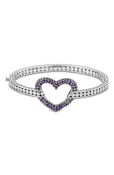 Samuel B. Pavé Amethyst Heart Bangle Bracelet