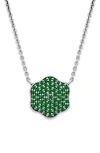 Samuel B. Pavé Emerald Flower Pendant Necklace In Green
