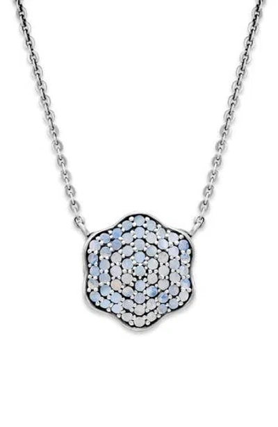 Samuel B. Pavé Moonstone Flower Pendant Necklace In Metallic
