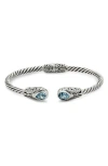 Samuel B. Silver 1.50 Ct. Tw. Topaz Twisted Cable Bangle Bracelet In Blue