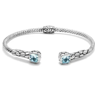 Samuel B. Pebble Blue Topaz Bangle Bracelet In Metallic