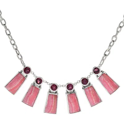 Samuel B. Rhodochrosite & Rhodolite Fan Necklace In Multi