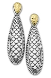 Samuel B. Scale Design Tear Drop Earrings In Silver And Gold