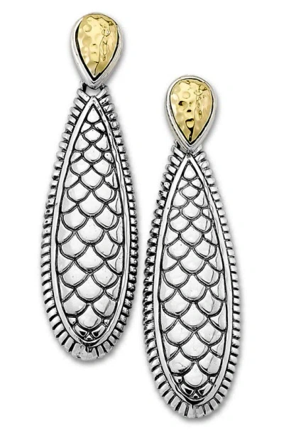 Samuel B. Scale Design Tear Drop Earrings In Silver And Gold