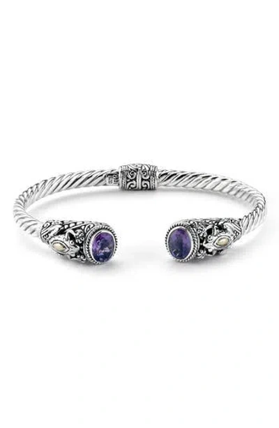 Samuel B. Semiprecious Stone Textured Frog Bangle Bracelet In Amethyst