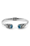 Samuel B. Semiprecious Stone Textured Frog Bangle Bracelet In Blue Topaz