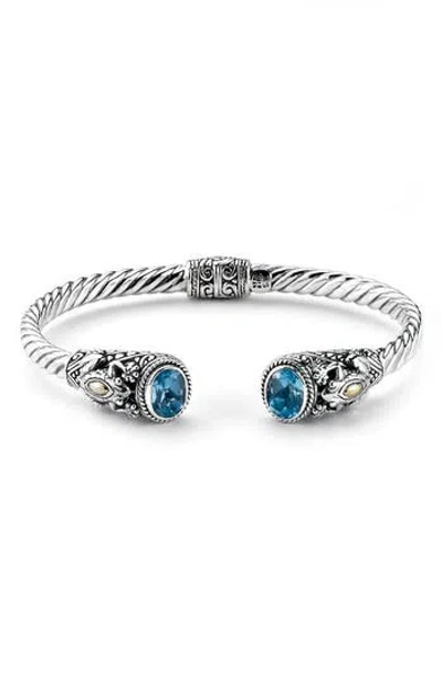 Samuel B. Semiprecious Stone Textured Frog Bangle Bracelet In Blue Topaz
