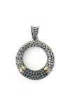 Samuel B. Semiprecious Stone Two-tone Engraved Circle Pendant In Gray