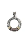 Samuel B. Semiprecious Stone Two-tone Engraved Circle Pendant In Red