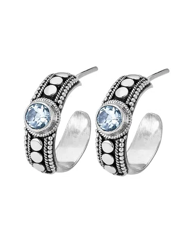 Samuel B. Silver 0.30 Ct. Tw. Blue Topaz Dot Hoops