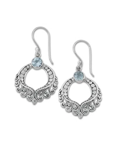 Samuel B. Ss Blue Topaz Open Filigree Design Earrings In Metallic