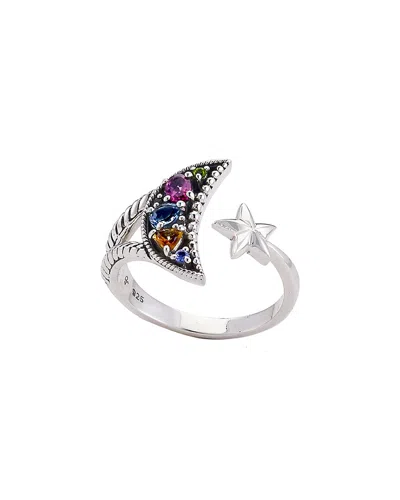 Samuel B. Silver 0.52 Ct. Tw. Gemstone Moon & Star Ring In Metallic
