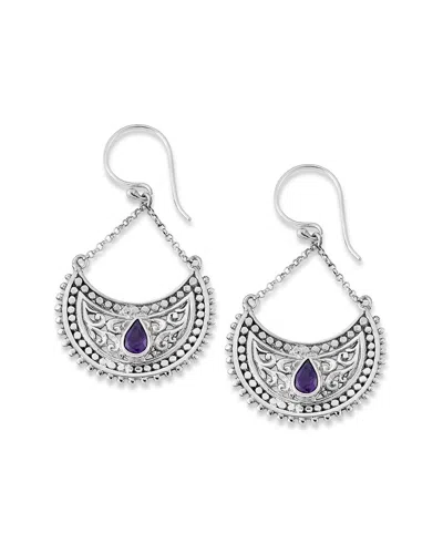 Samuel B. Ss Pear Shape Amethyst Filigree Hanging Earrings In Metallic
