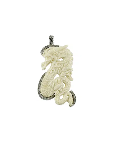 Samuel B. Silver 0.68 Ct. Tw. White Topaz & Pearl Dragon Pendant In Metallic