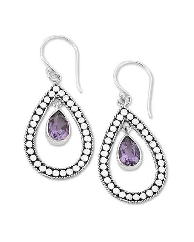 Samuel B. Ss Pear Shape Open Design Amethyst Earrings In Neutral
