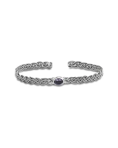 SAMUEL B. SAMUEL B. SILVER 0.80 CT. TW. AMETHYST ROPE DESIGN BANGLE BRACELET