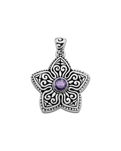 Samuel B. Silver 1.00 Ct. Tw. Amethyst Flower Pendant In Metallic