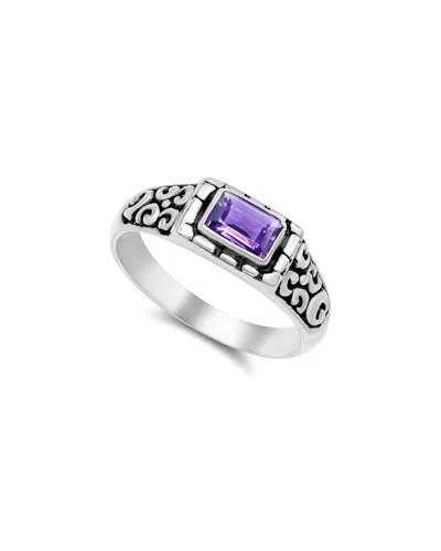 Samuel B. Silver 1.00 Ct. Tw. Amethyst Rectangle Ring In Metallic