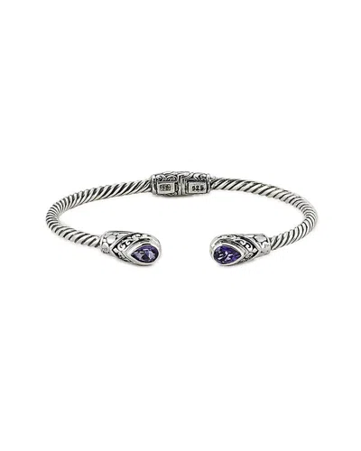 Samuel B. Silver 1.00 Ct. Tw. Amethyst Twisted Cable Bangle Bracelet In Purple