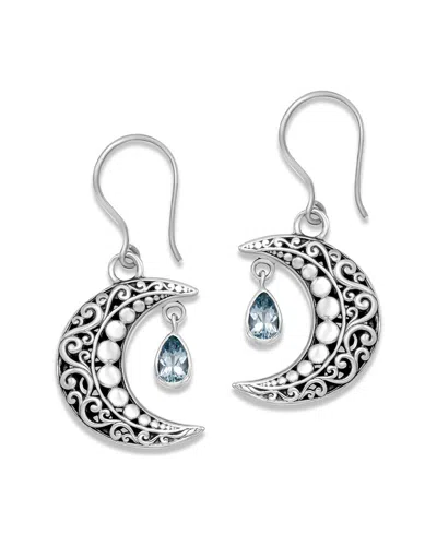SAMUEL B. SAMUEL B. SILVER 1.00 CT. TW. BLUE TOPAZ CRESCENT MOON EARRINGS