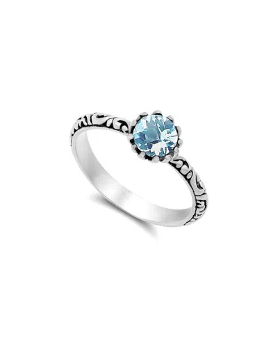 Samuel B. Silver 1.00 Ct. Tw. Blue Topaz Flower Ring In Metallic