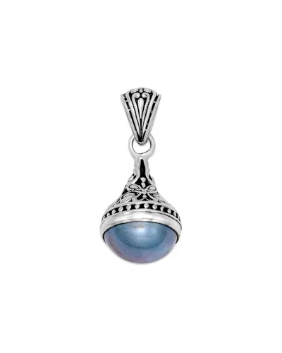 Samuel B. Silver 10mm Pearl Butterfly Pendant In Blue