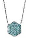 Samuel B. Silver 1.20 Ct. Tw. Sleeping Beauty Turquoise Flower Necklace In Blue
