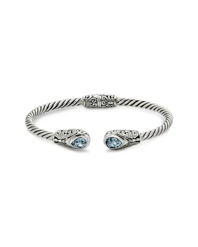 SAMUEL B. SAMUEL B. SILVER 1.50 CT. TW. TOPAZ TWISTED CABLE BANGLE BRACELET