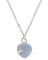 Samuel B. Silver 15.00 Ct. Tw. Blue Lace Agate Heart Charm Necklace In Metallic