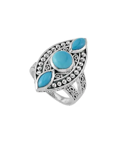 SAMUEL B. SAMUEL B. SILVER 1.57 CT. TW. SLEEPING BEAUTY TURQUOISE SPLIT SHANK RING