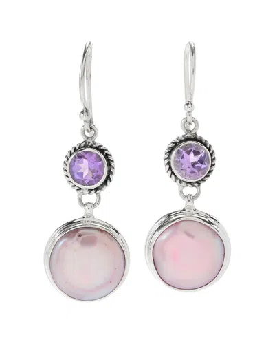 Samuel B. Silver 1.60 Ct. Tw. Amethyst & Pearl Earrings