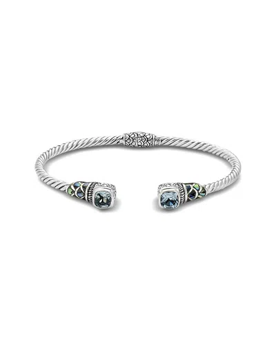 Samuel B. Silver 1.70 Ct. Tw. Blue Topaz & Pearl Bracelet