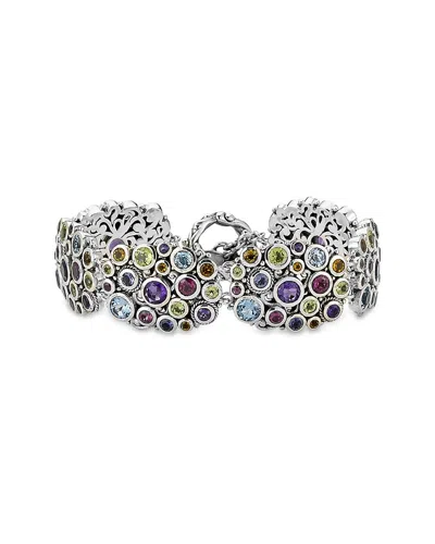 SAMUEL B. SAMUEL B. SILVER 17.00 CT. TW. GEMSTONE CLUSTER BRACELET