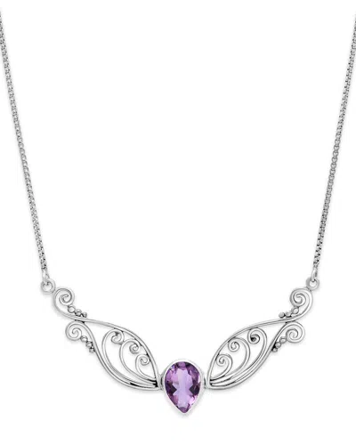 Samuel B. Silver 1.75 Ct. Tw. Amethyst Scrollwork Necklace In Burgundy
