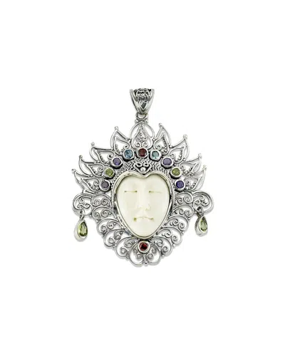 Samuel B. Silver 1.75 Ct. Tw. Gemstone & Pearl Buddha Pendant In Metallic