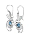 Samuel B. Silver 2.20 Ct. Tw. Blue Topaz & Pearl Earrings In Metallic