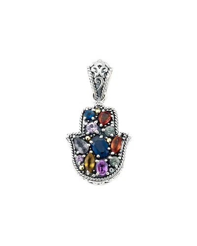 Samuel B. Silver 2.50 Ct. Tw. Sapphire Hamsa Pendant In Multi