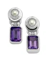 Samuel B. Silver 3.00 Ct. Tw. Amethyst & Pearl Earrings In Metallic