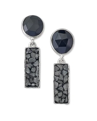 SAMUEL B. SAMUEL B. SILVER 3.00 CT. TW. BLACK SPINEL EARRINGS