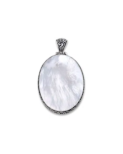 Samuel B. Ss Oval Mother Of Pearl Pendant With Twisted Cable In Blue