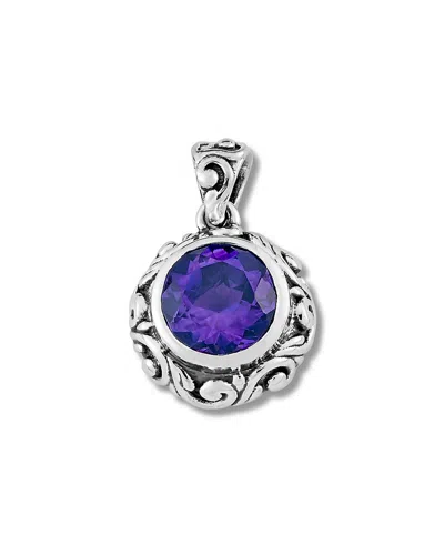 Samuel B. Silver 3.10 Ct. Tw. Amethyst Bali Design Pendant In Metallic