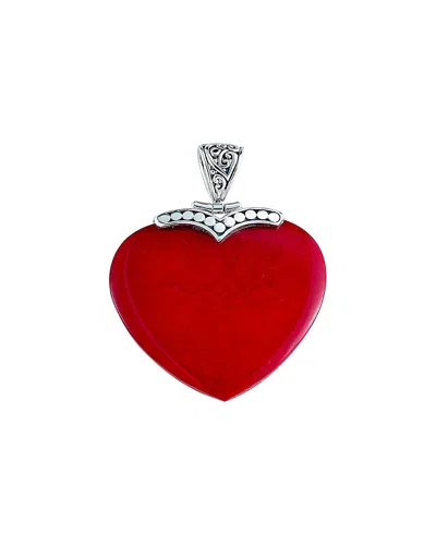 Samuel B. Silver 31.00 Ct. Tw. Coral Heart Pendant In Red