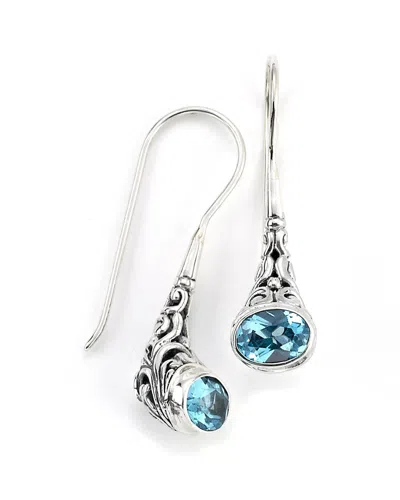Samuel B. Silver 3.20 Cttw. Topaz Drop Earrings In Blue