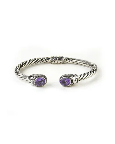 Samuel B. Silver 3.30 Ct. Tw. Amethyst Twisted Cable Bangle Bracelet
