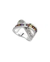 Samuel B. Sterling Silver Semiprecious Stone Crossover Band Ring