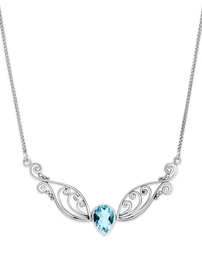 Samuel B. Silver 3.50 Ct. Tw. Blue Topaz Scrollwork Necklace In Brown